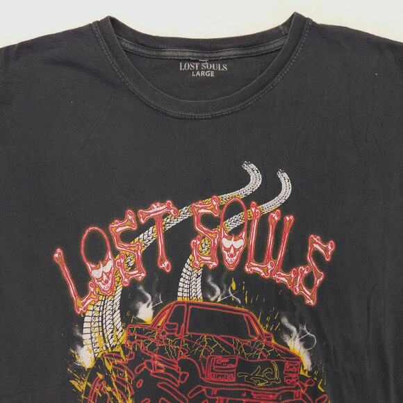 Lost Souls Revenge Trucking Company Crew Neck Graphic T Shirt Mens Size L Black - Picture 1 of 9